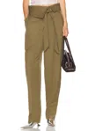Attico Folded Waist Long Pant In Green