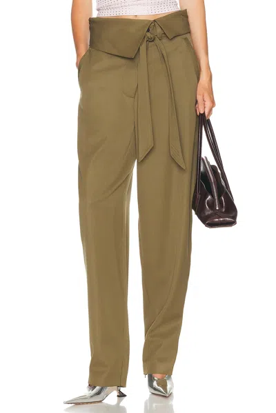 Attico Folded Waist Long Pant In Green