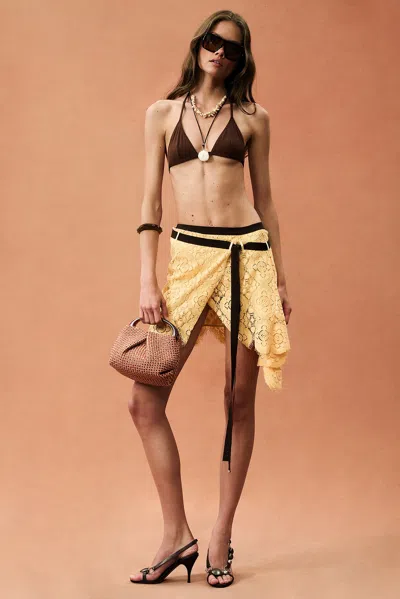 Attico For Fwrd Lace Skirt In Yellow