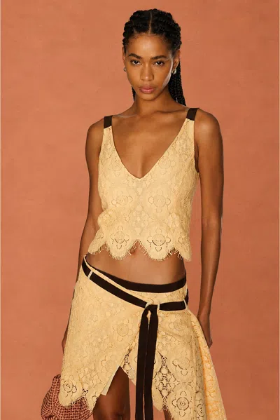 Attico For Fwrd Lace Top In Yellow