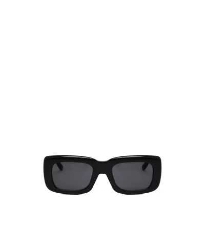 Attico Logo-plaque Rectangle-frame Sunglasses In Black