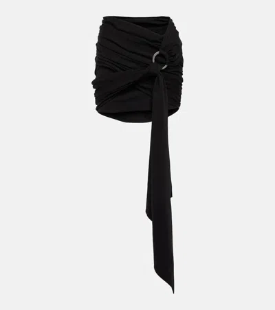 Attico Fran Technical Jersey Miniskirt In Black