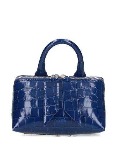 Attico Friday Crocodile-effect Top-handle Mini Bag In Blue