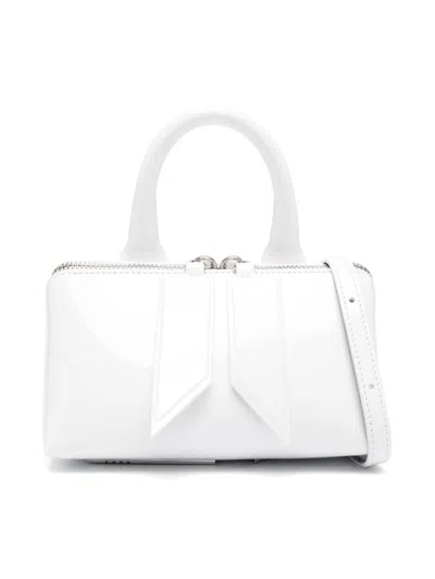 Attico Friday Metallized Leather Handbag In White