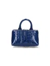Attico Friday Crocodile-effect Top-handle Mini Bag In Blue