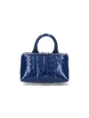 Attico Friday Crocodile-effect Top-handle Mini Bag In Blue
