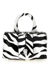 Attico Friday Mini Zebra Leather Handbag In White/black