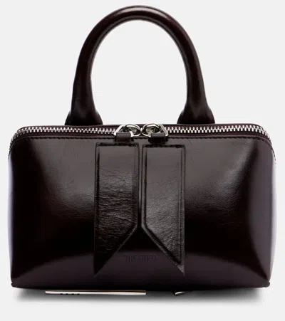 Attico Friday Mini Leather Crossbody Bag In Brown
