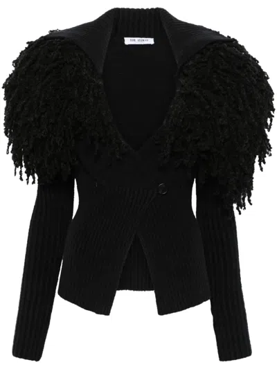 Attico Fringe-detail Cardigan In Black