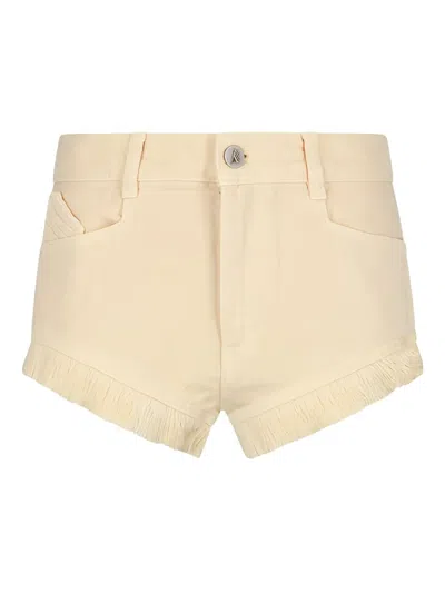 Attico Fringed Denim Shorts In Neutral