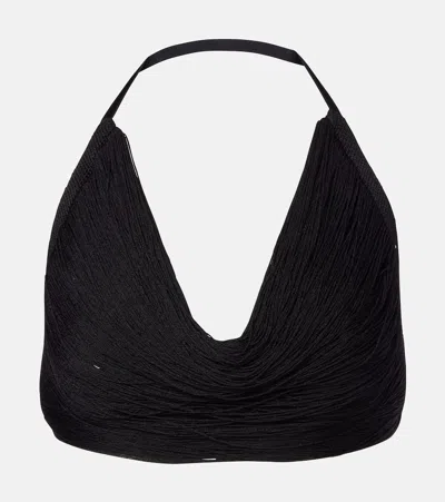 Attico Fringed Halterneck Bralette In Black