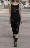 Attico Fringed Knit Midi Dress In Black