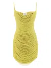 Attico Fringed Mini Dress Sheer Spaghetti Straps In 绿色