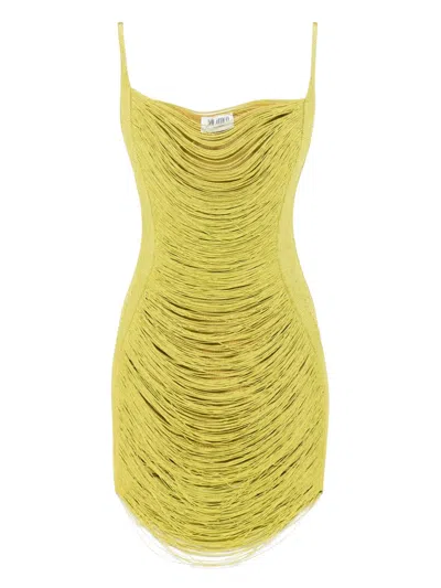 Attico Fringed Minidress In Green