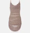 Attico Fringed Mini Dress Sheer Spaghetti Straps