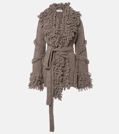 Attico Fringed Wool And Cashmere-blend Cardigan In Brown