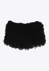 Attico Fringed Wool Pullover Scarf Cape In Black