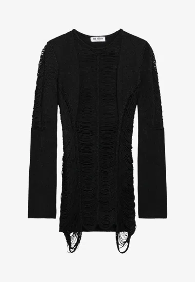 Attico Fringe-detail Mini Dress In Black