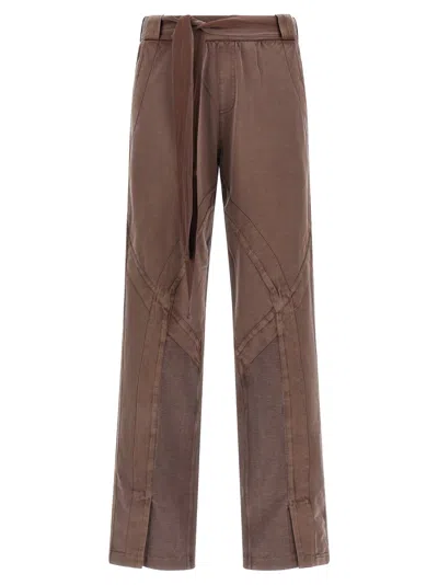 Attico Tailored Trousers Front Slit Belt Loops In Brown