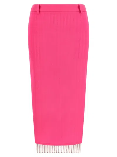 Attico Fuchsia Double Layer Skirt In Pink