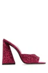 Attico 115mm Devon Glittered Mules In Fuchsia