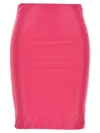 Attico High-waisted Knee-length Pencil Skirt Satin Finish In Fuchsia
