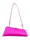 ATTICO FUCHSIA SATIN LONG NIGHT MAXI CLUTCH WITH SHOULDER STRAP AND MAGNETIC FASTENING