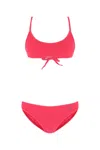 Attico Nylon Bikini With Scoop Neckline And Ribbed Texture In Fuchsia