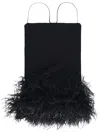 ATTICO FUJIKO COMPACT TECHNO JERSEY WITH OSTRICH BOA FEATHERS MINI DRESS,236WCA233.RY02F