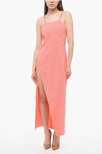 Attico Fujiko Long Dress With Side Slit In Pink