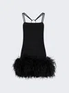 Attico Fujiko Feather-trimmed Minidress In Black