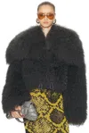 Attico Fur Bomber Jacket In Gray