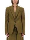 Attico Tailored Gabardine Jacket With Unique Tie Detail In Green