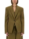 Attico Tailored Gabardine Jacket With Unique Tie Detail In Green
