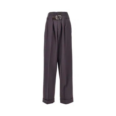 Attico Gabardine Pants With Belt In Purple