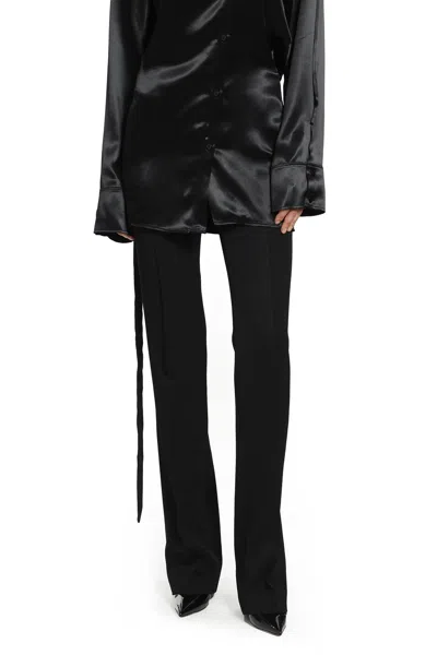 Attico Gabardine Straight Leg Trousers In Black