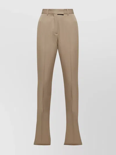 Attico Gabardine Trousers Long Front Crease In Brown