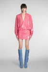 Attico Gael Sequin-embellished Minidress In Pink