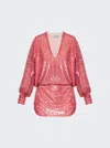 Attico Gael Sequin-embellished Minidress In Pink