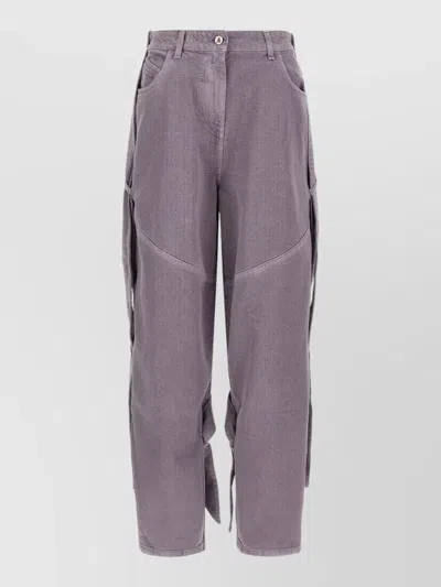 Attico Garment Dyed Jeans Trousers Belt Loops In Purple