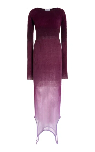 ATTICO GARTER-DETAILED OMBRÉ-KNIT MIDI DRESS