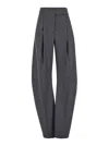 ATTICO 'GARY' GREY LONG PANTS WITH WIDE LEGS IN WOOL WOMAN