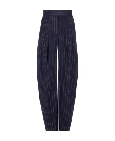 Attico Gary Pinstripe Cotton Trousers In Black