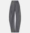 Attico Gary Pleated Wool-blend Tapered Pants In Grey