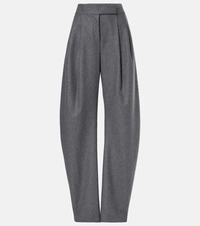 Attico Gary Pleated Wool-blend Tapered Pants In Grey