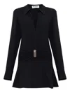 Attico Gathered-detail Collared Dress In Black