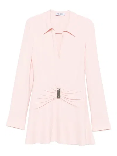 Attico Gathered-detail Collared Dress In Pink