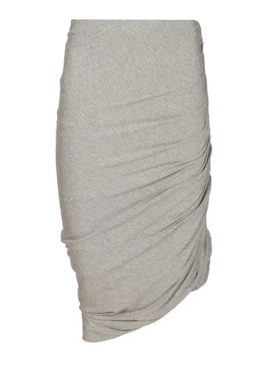 Attico Gathered Midi Skirt Skirts Grey In Gray