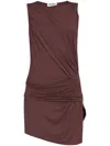 Attico Women's Mini Dress Slim Con Scollo Ampio In Mauve Scuro In Viscosa In Red