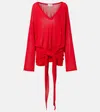 Attico Gathered Open-knit Minidress